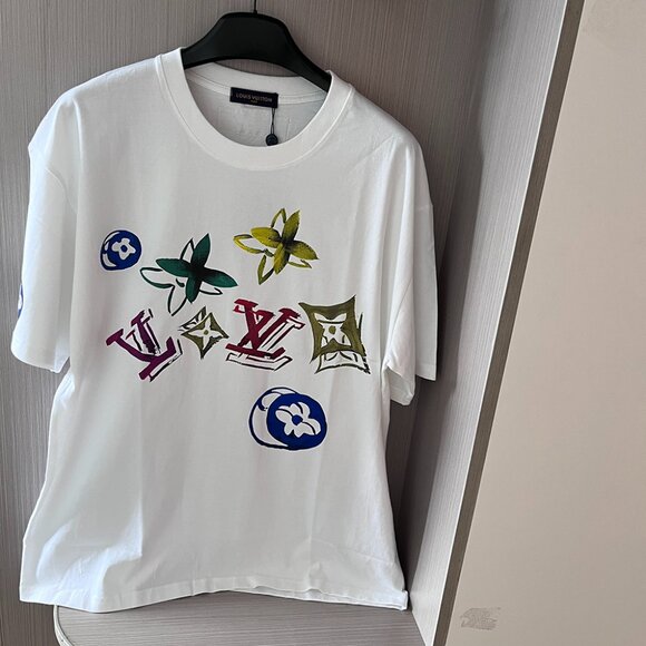 Louis Vuitton Logo Round Neck White Short Sleeves - Picture 1 of 7